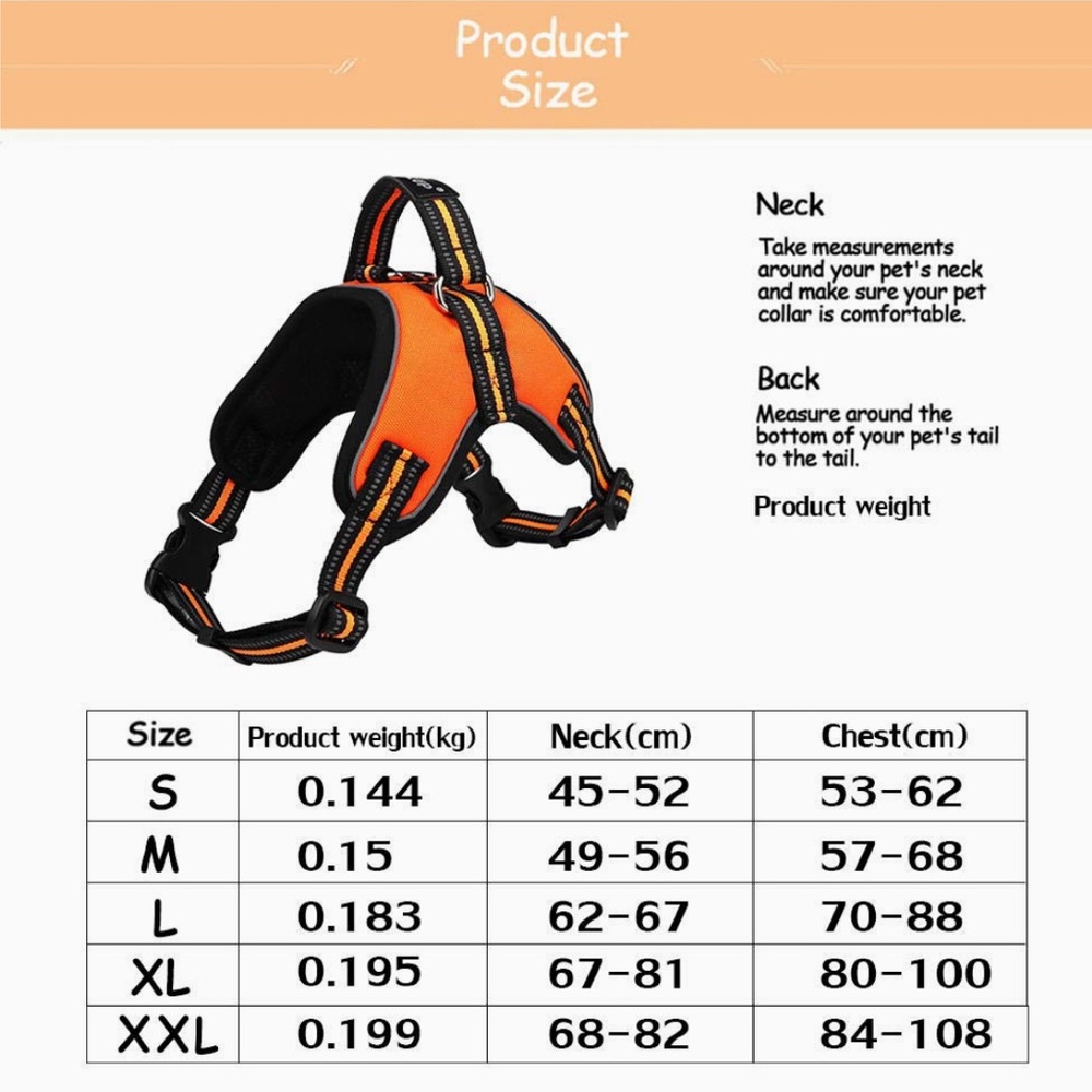 TAILUP No-Pull Dog Harness Orange Black For Walking & Training Safely Size XL - Picture 3 of 10